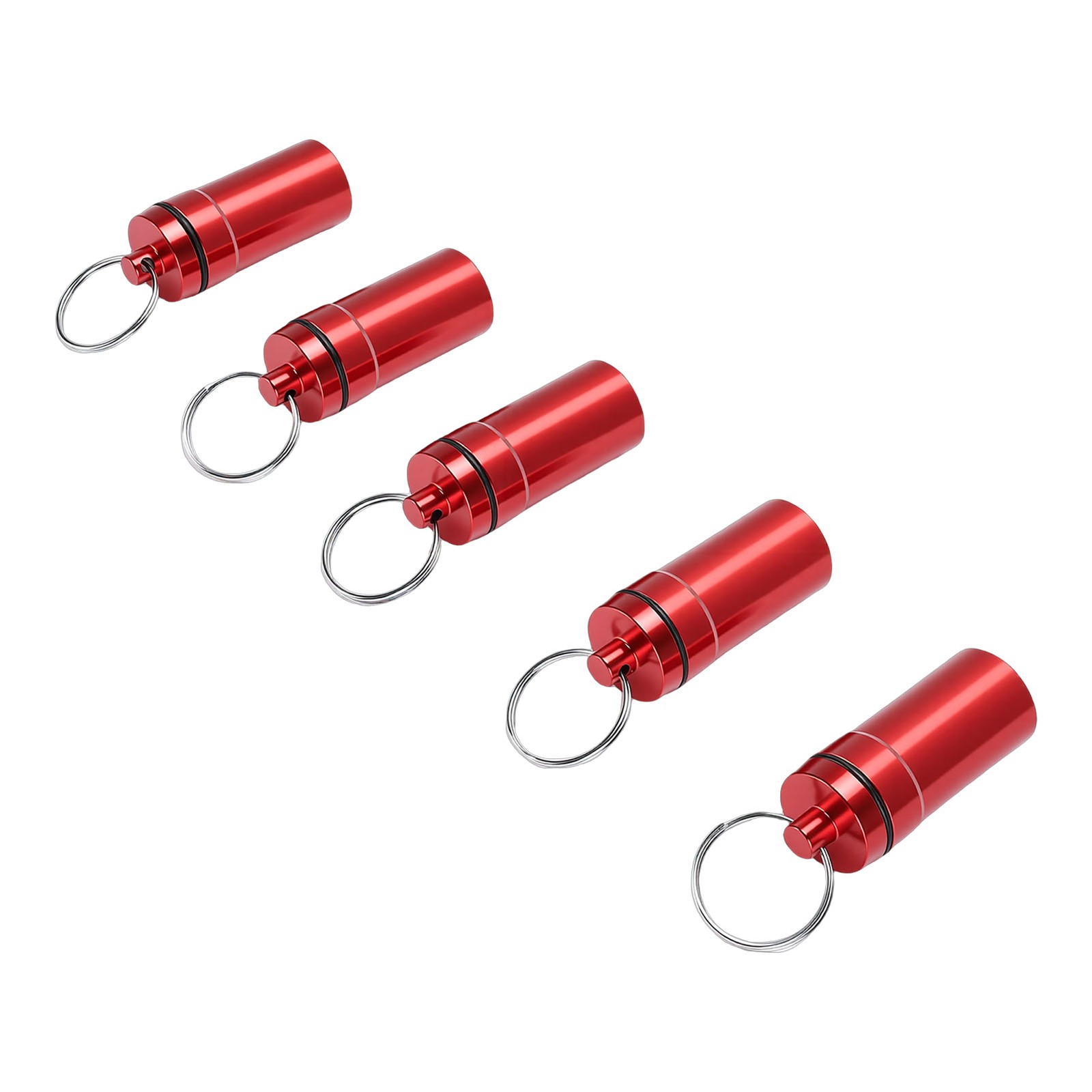 5pcs Mini Keychain Tablets Case Water Proof Outdoor Tablets Container Red