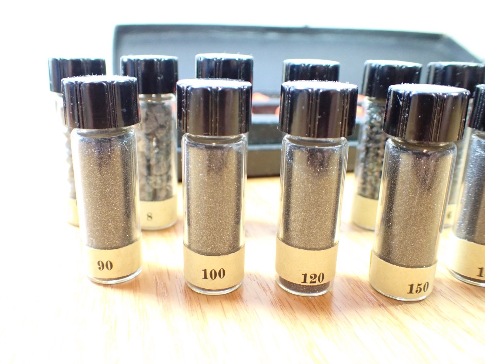 Vintage Rare Set of Carborundum Co. Sample Display Set of Grit Sizes