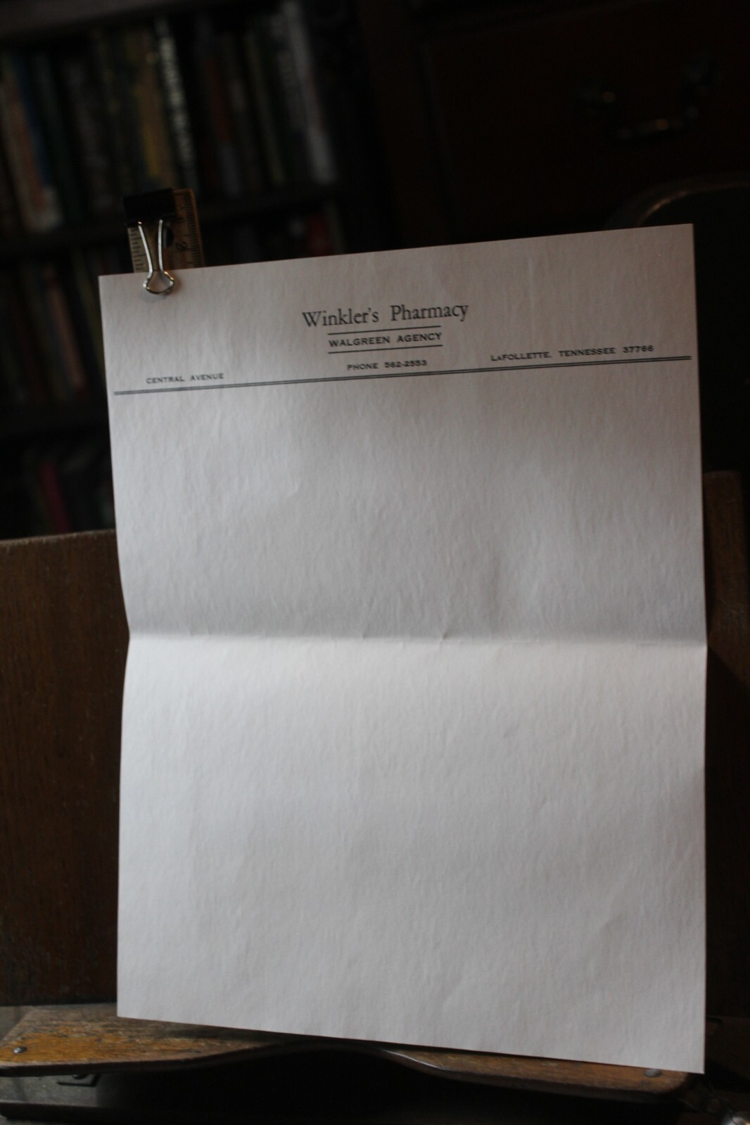 Vintage 1960’s Winkler’s Pharmacy Walgreens LaFollette Tennessee Letterhead