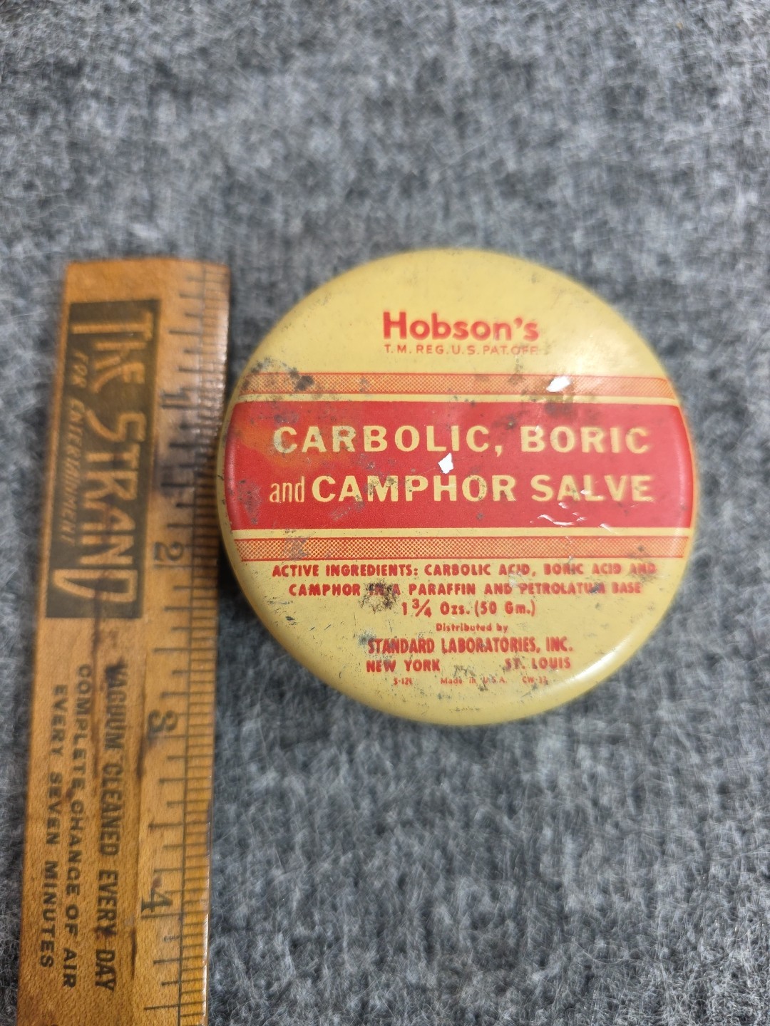 Hobsons Carbolic Boric Camphor Salve Tin Antique Medicine Advertising New York