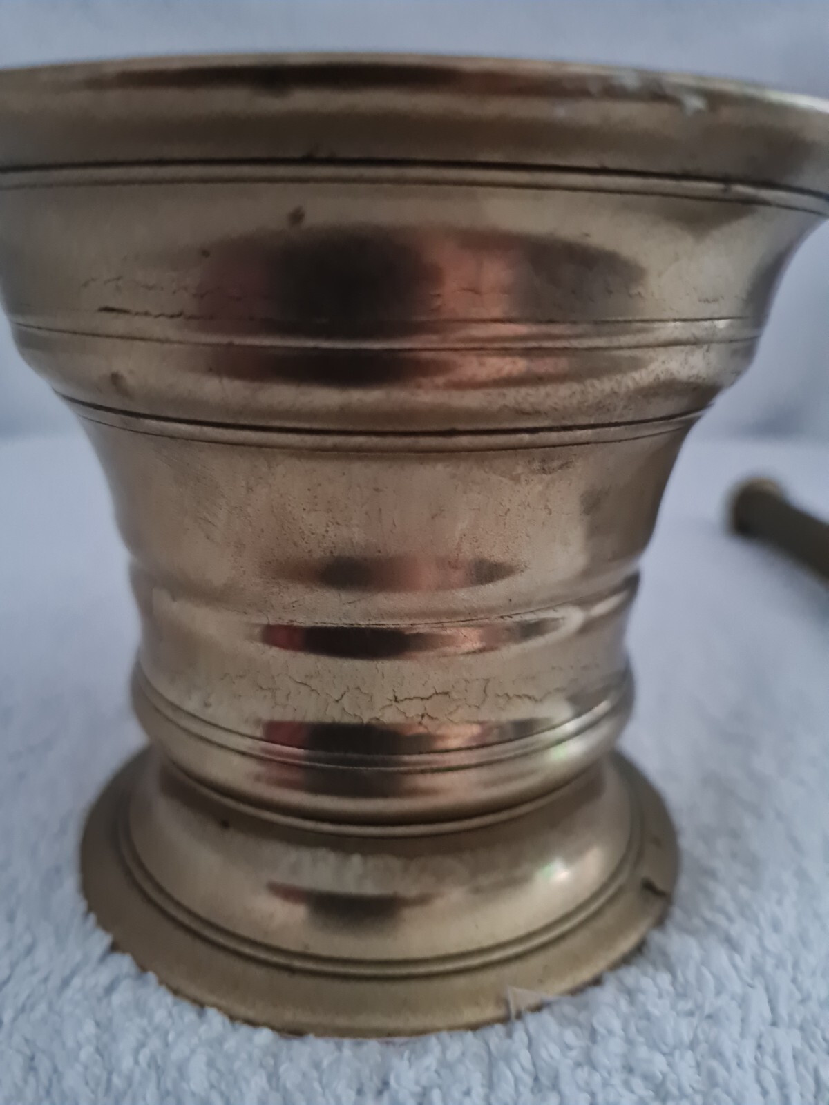 ANTIQUE 4″ SOLID BRASS APOTHECARY MORTAR & PESTLE /DRUGGIST TOOL