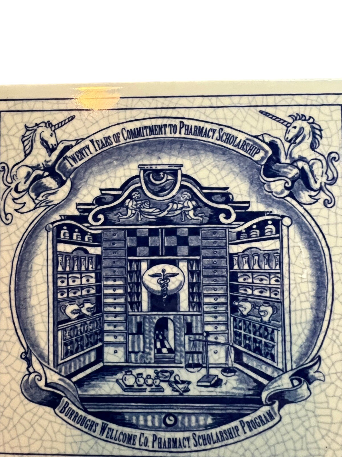 DELFT HOLLAND Pharmacy Tile Burroughs Scholarship Pharmacist Apothecary
