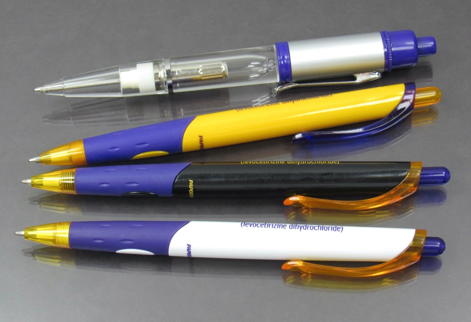 Lot of 4 Xyzal Drug Rep Pharmaceutical Promo Pens 1 Metal Light- Up in 2 Colors
