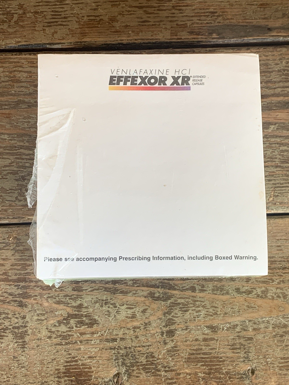 EFFEXOR XR (4”X 4″) Pharmaceutical DRUG REP POST-IT NOTE PAD-Torn Packaging