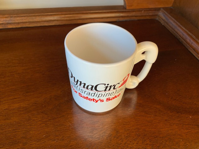 Drug Rep DynaCirc “For Safety’s Sake” coffee mug, New never used