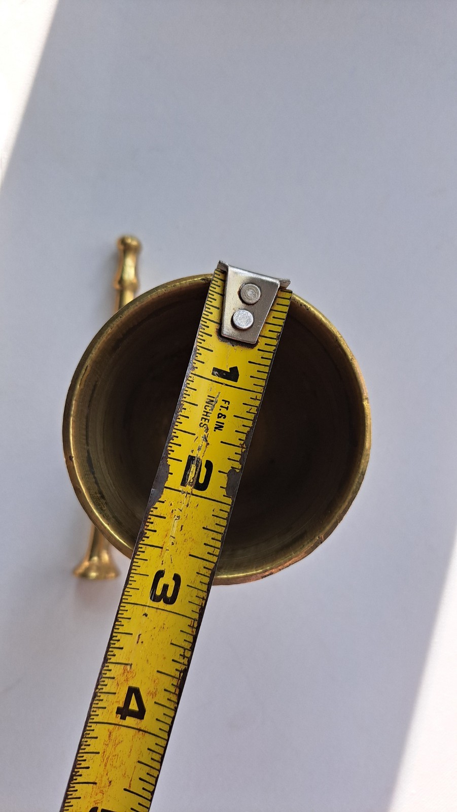Vintage Heavy Brass SMALL Mortar And Pestle Set Apothecary Metal Gold-tone 4.5″