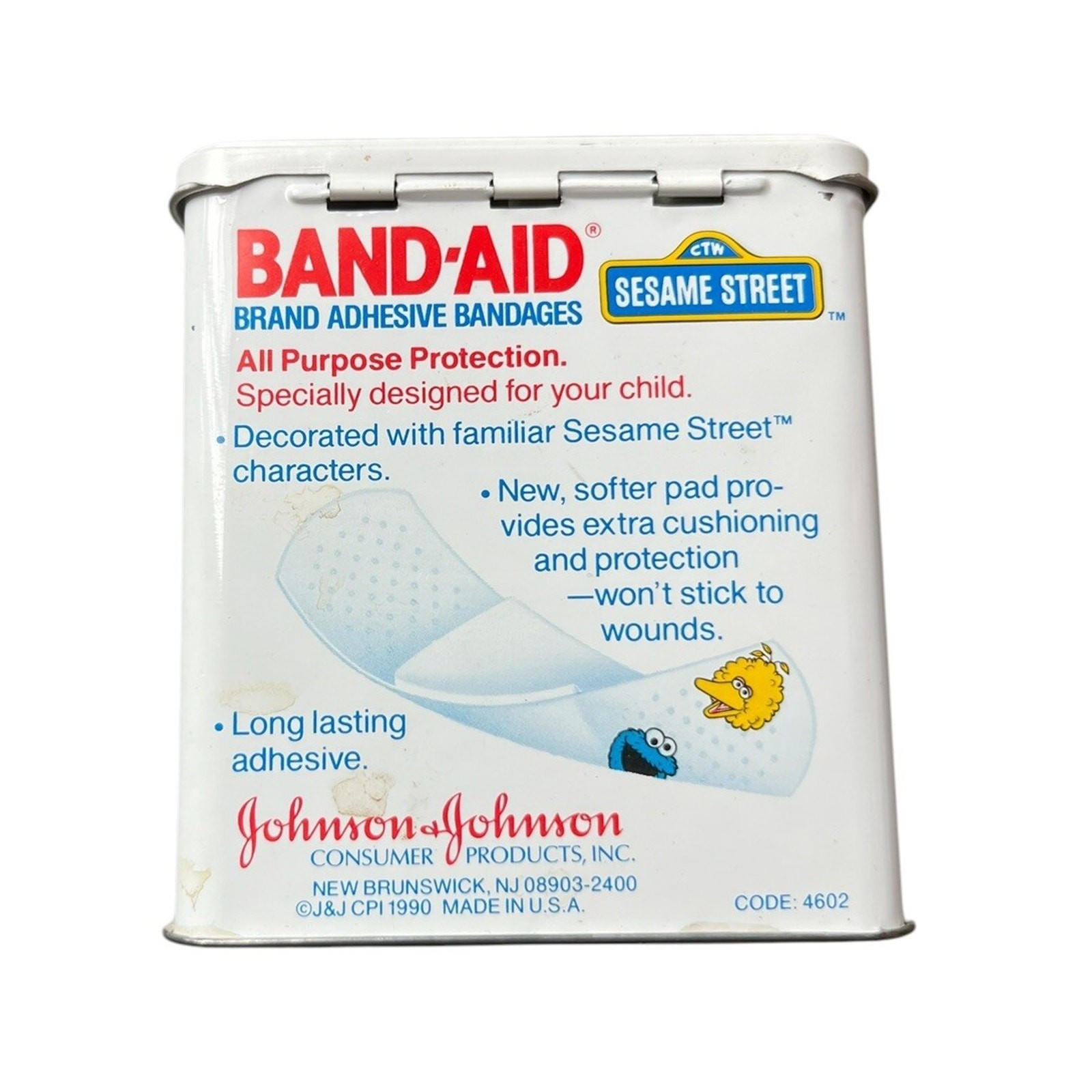 Sesame Street Band-Aid Big Bird Tin Empty Johnson & Johnson Vintage Movie Prop