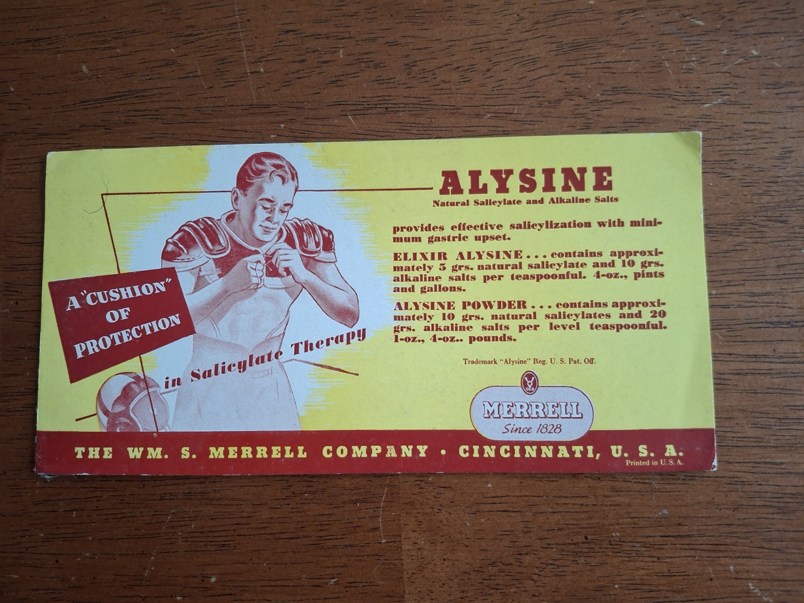 drug blotter 1947-48 ALYSINE Natural Salleylate and Alkaline Salts Merrell Co