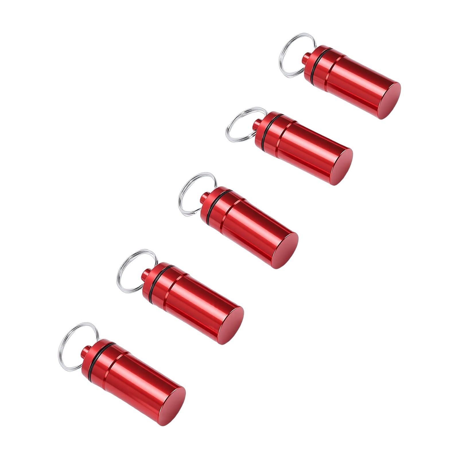 5pcs Mini Keychain Tablets Case Water Proof Outdoor Tablets Container Red