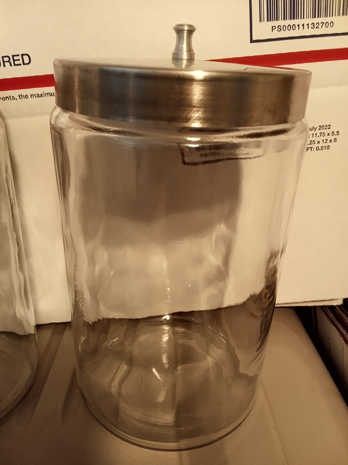 Medical Sundry Glass Jar, 4-inch outside diameter, vintage, used.