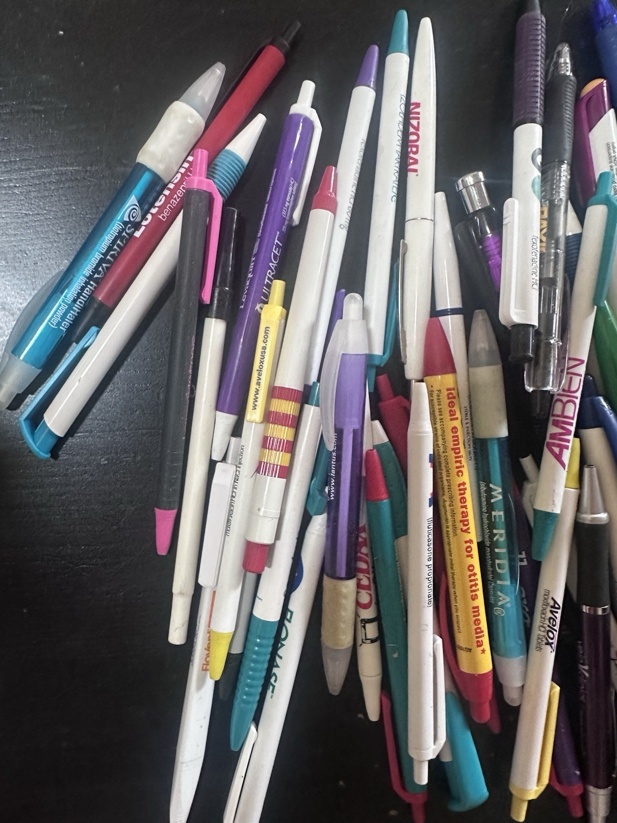 Lot of 75 Pharmaceutical Click Pens Drug Reps Ambien Claritin Paxil Allegra