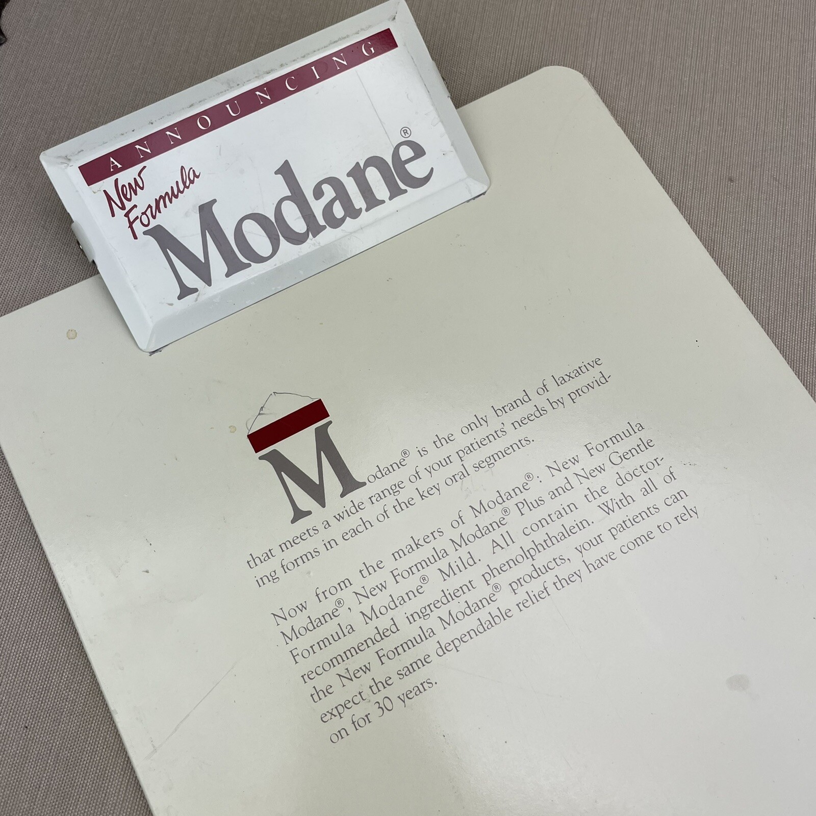 MODANE Laxative Clip Board Vintage Drug Rep Swag Advertising Promotional