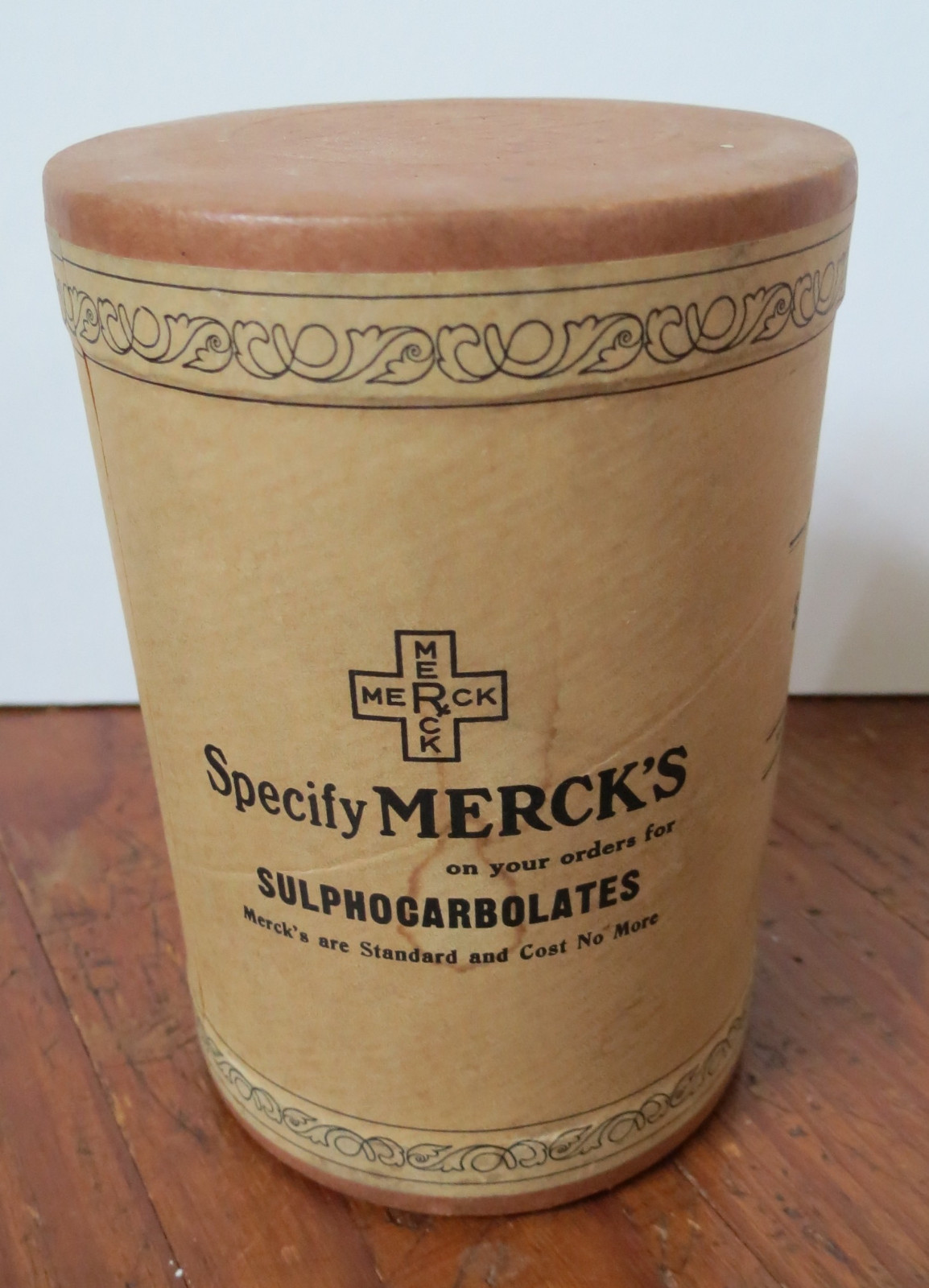 OLD MERCK SODIUM SULPHOCARBOLATE CONTAINER
