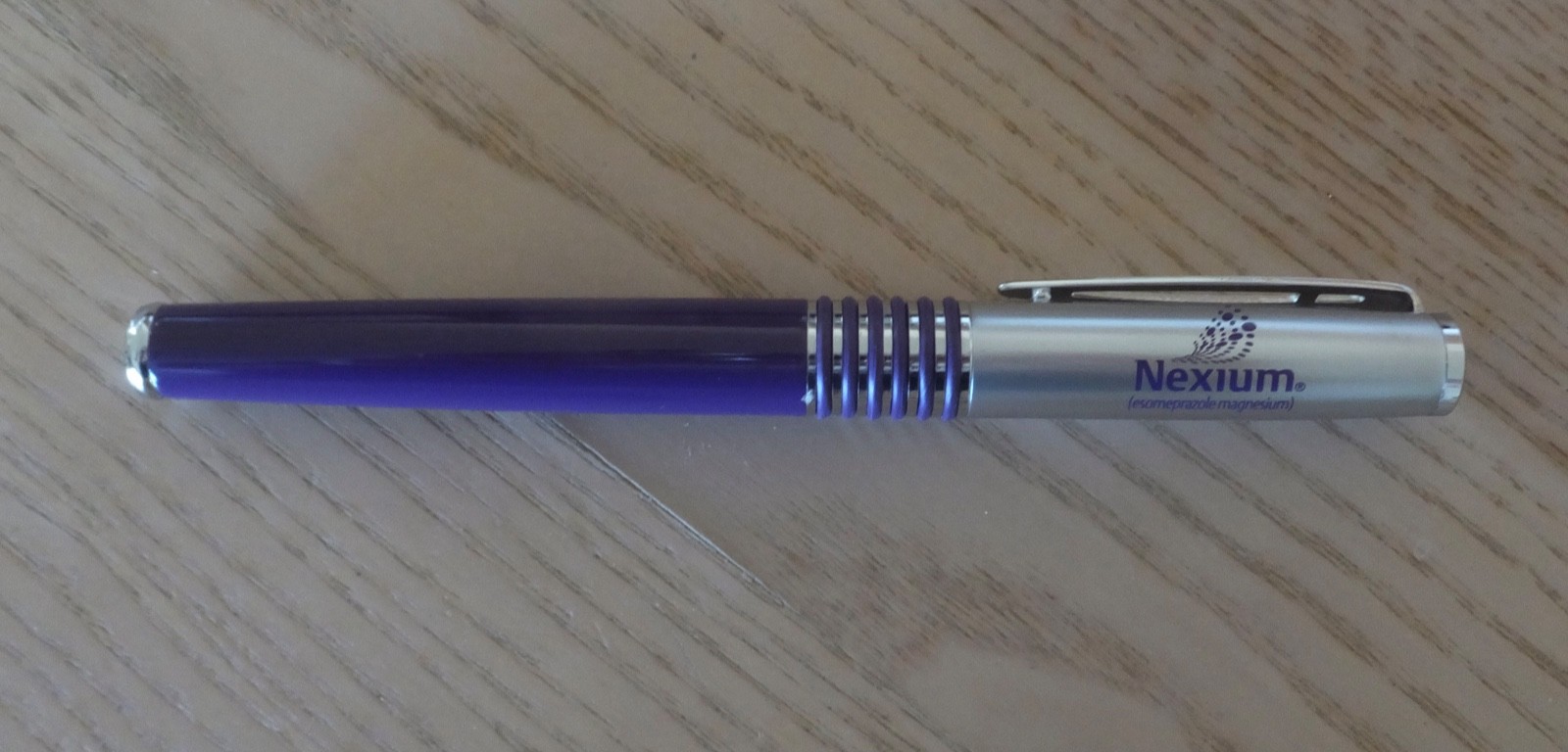 Nexium Pen, Pharmaceutical Drug Rep Item, Heavy Metal Collectible, Purple/Silver