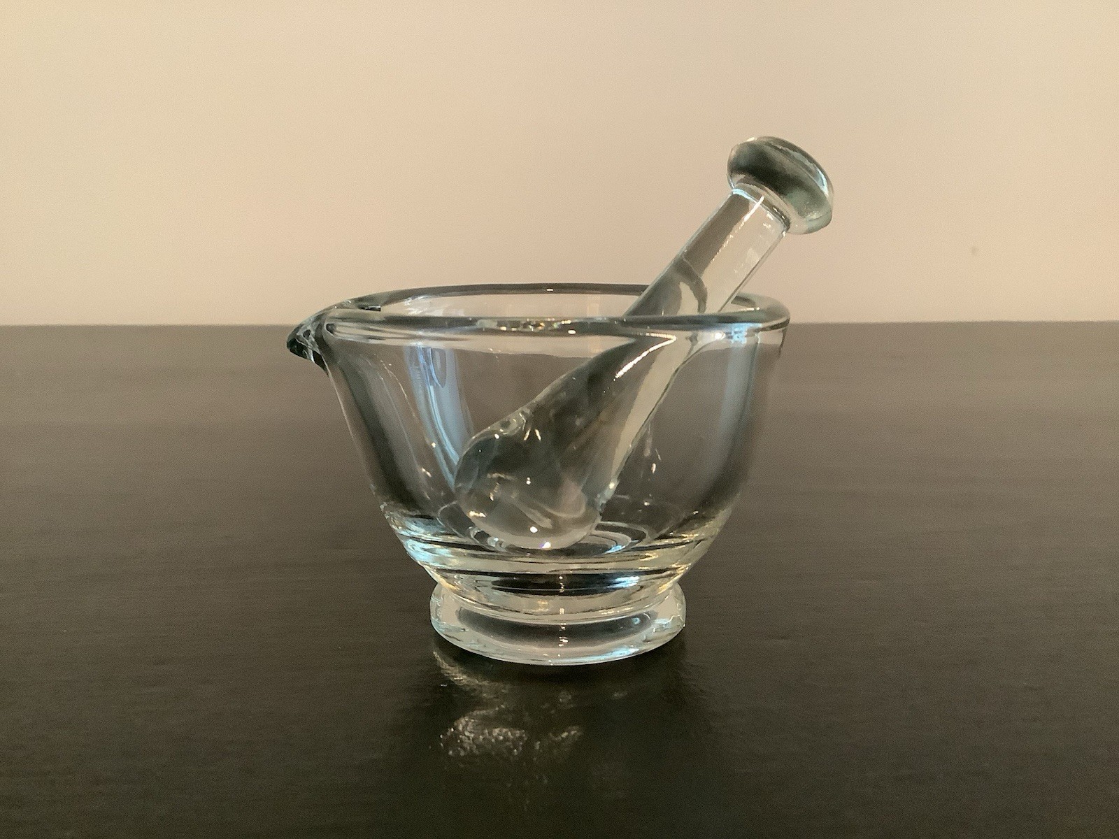 Mortar & Pestle Apothecary Laboratory Clear Glass Made In USA Vintage Pharmacist