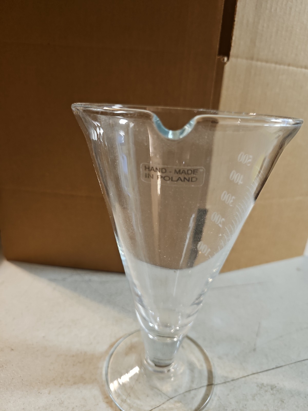 Vintage Glass Etched Apothecary Pharmacy Measuring Beaker Graduated 500ml