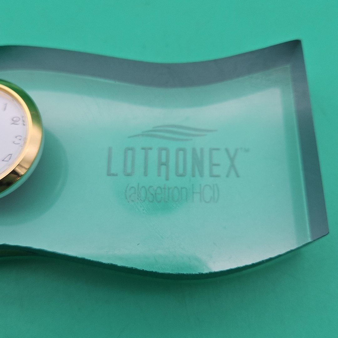 Lotronex Clock Pharmaceutical Drug Rep Collectible Glass Lucite