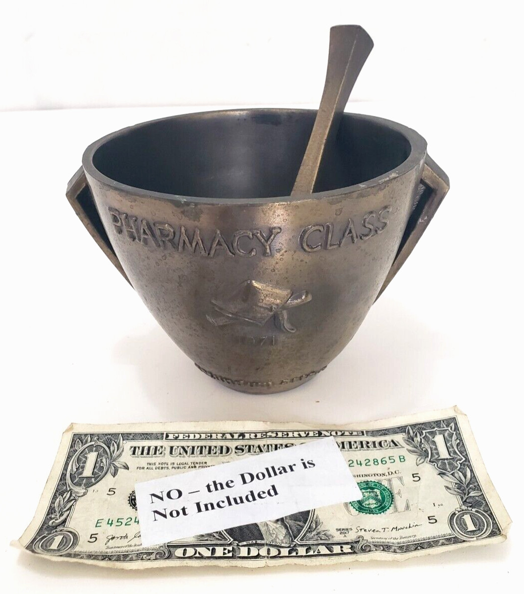 Schering Bronze Mortar & Pestle Apothecary Vintage 1976 Secondum Artem Pharmacy