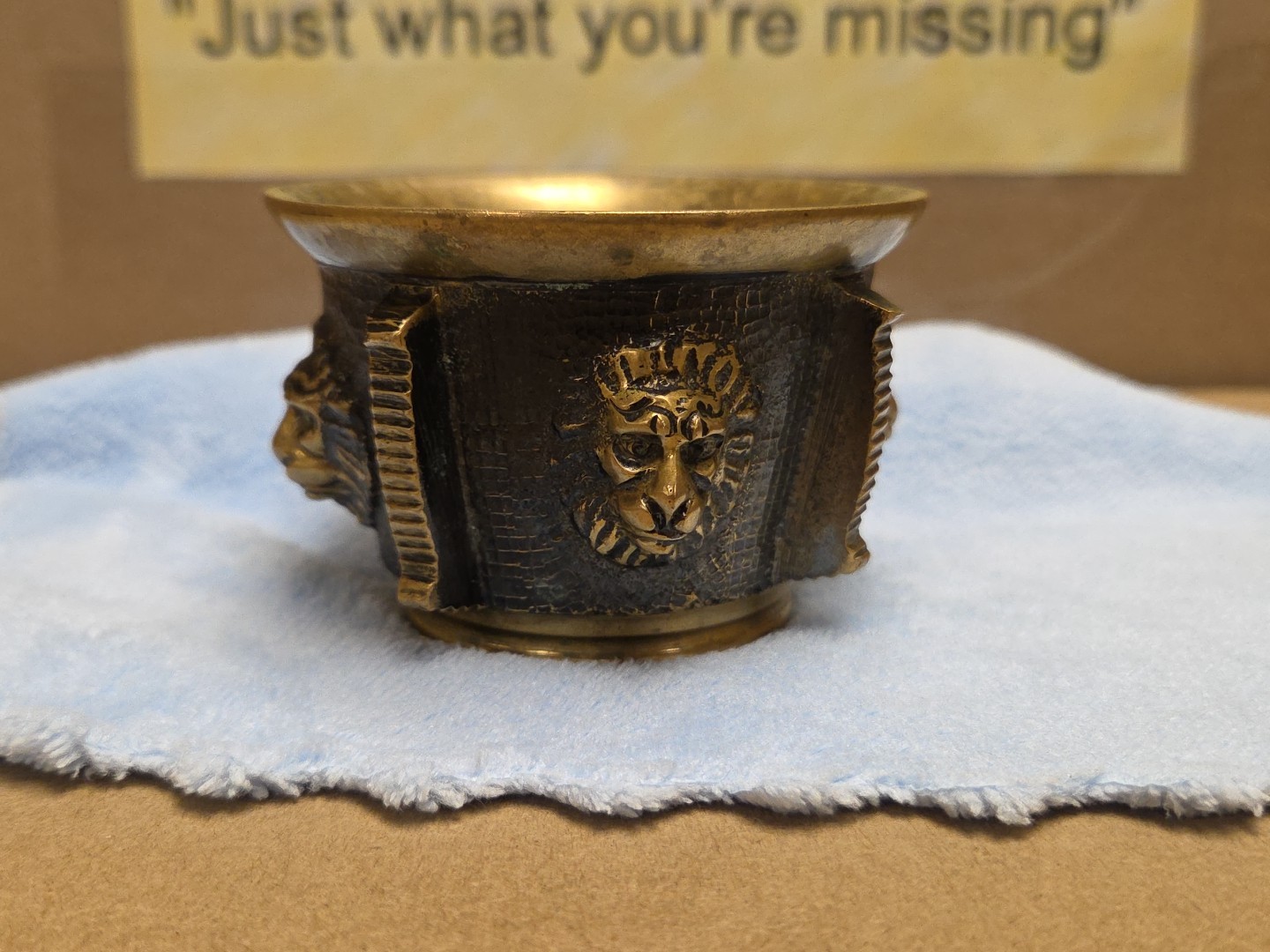 Vintage Heavy BRONZE BRASS MORTAR Lion head figure
