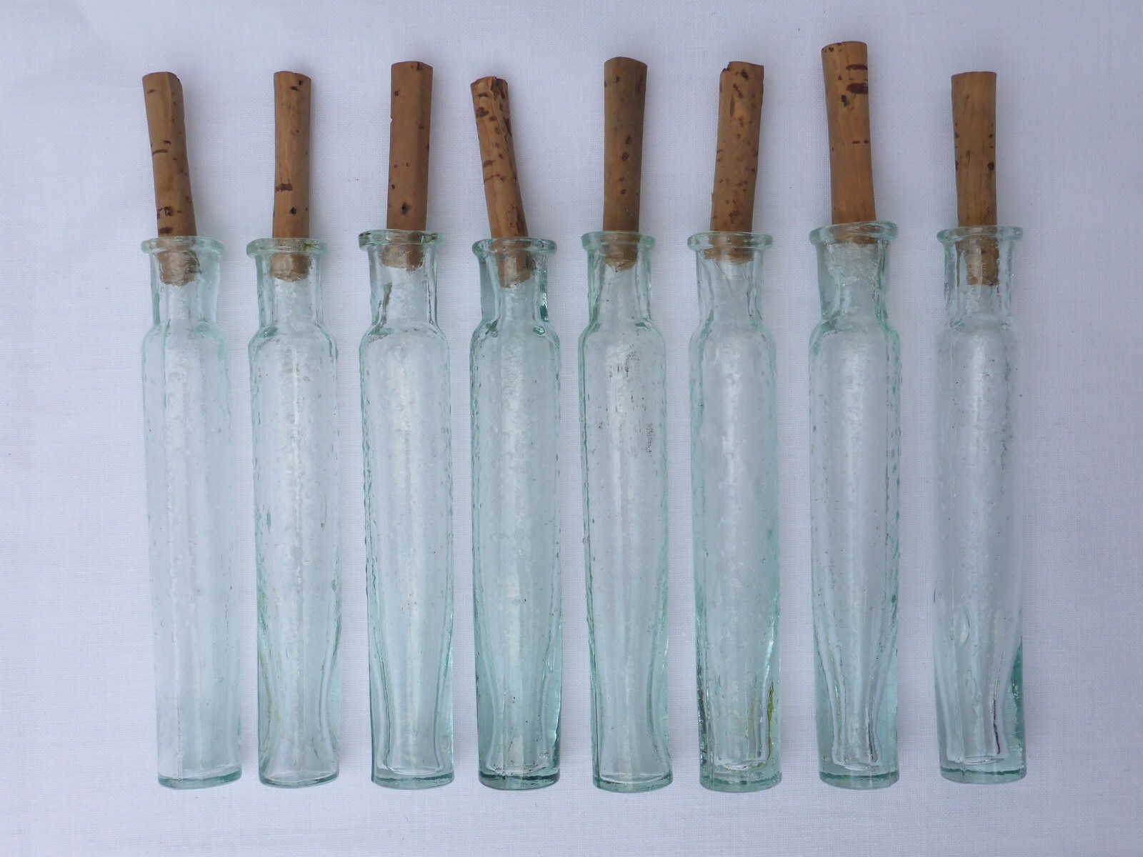 2 X Old Small Medicine Glass Pharmacy Bottle Green Long Approx. 10.0 Cm