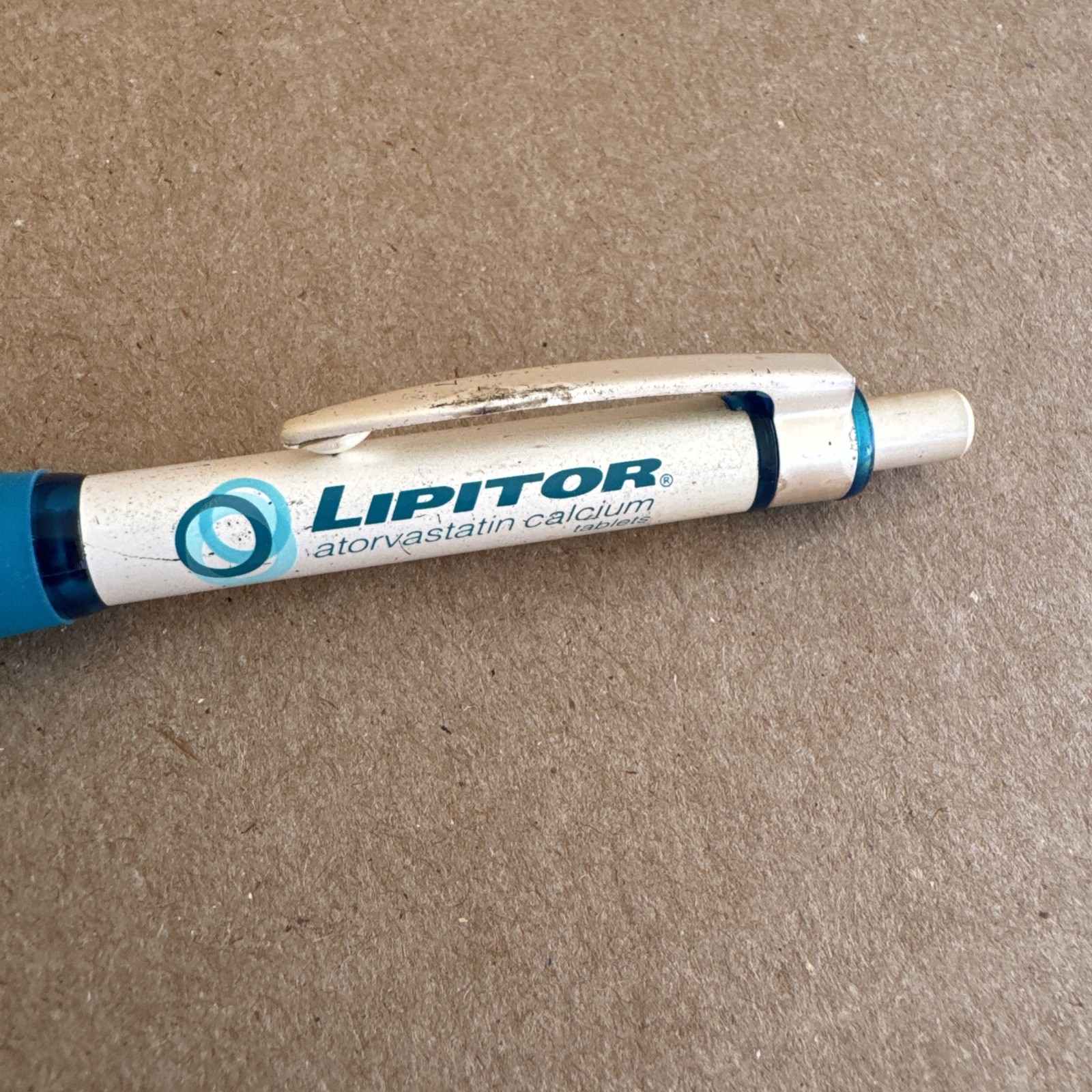 Lipitor Tablets Drug Rep Collectible Pen White Blue Green Thick Metal- Heavy