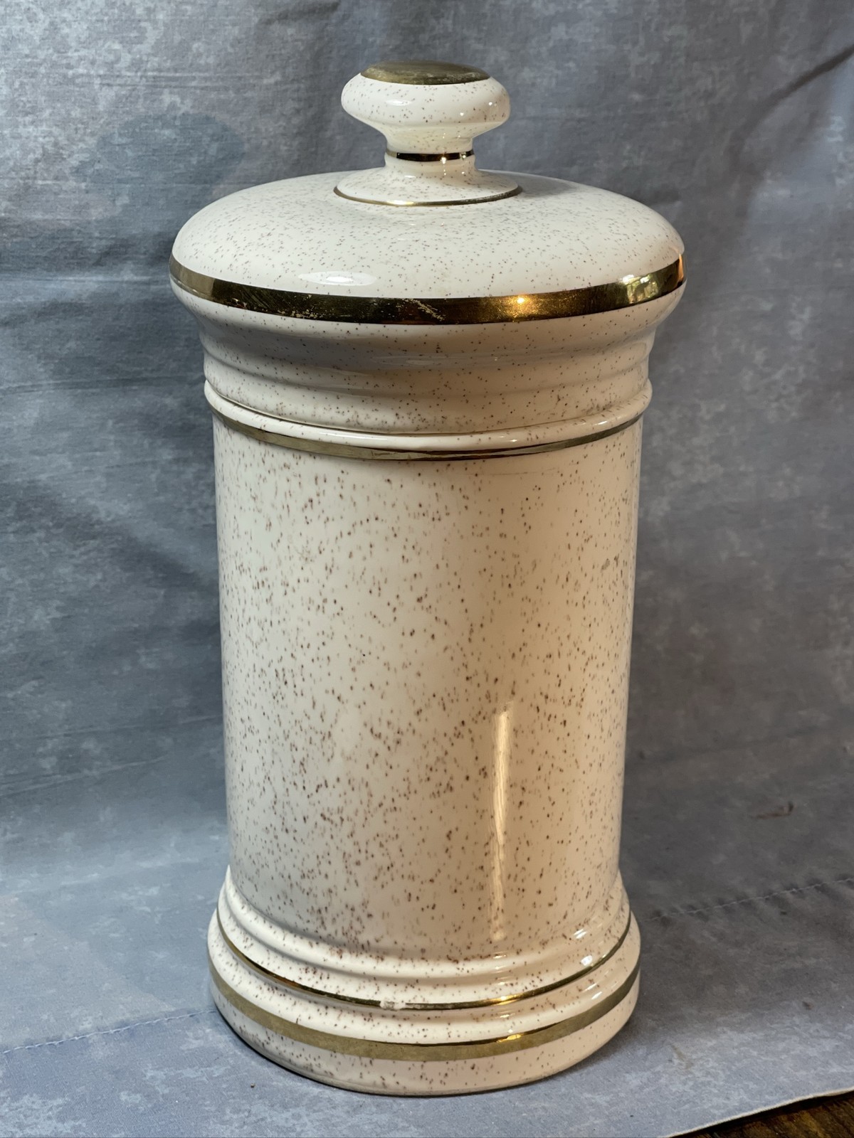 Ceramic Apothecary Pharmacy Jar Lythrum Salicaria Lidded Canister