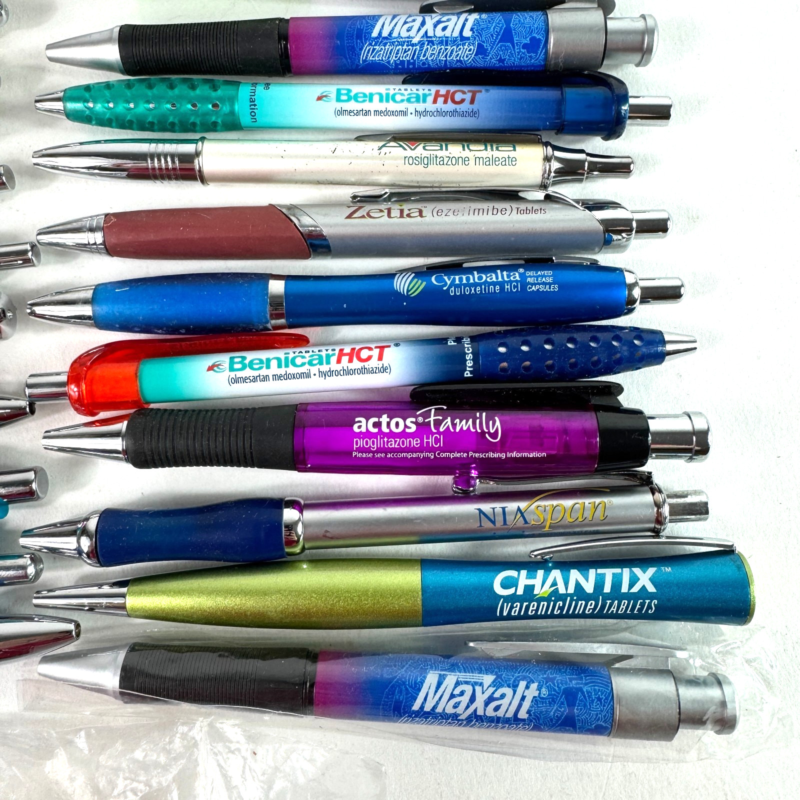Lot of 46 Pharmaceutical Advertising Click Pens Drug Reps Zoloft Chantix Nexium