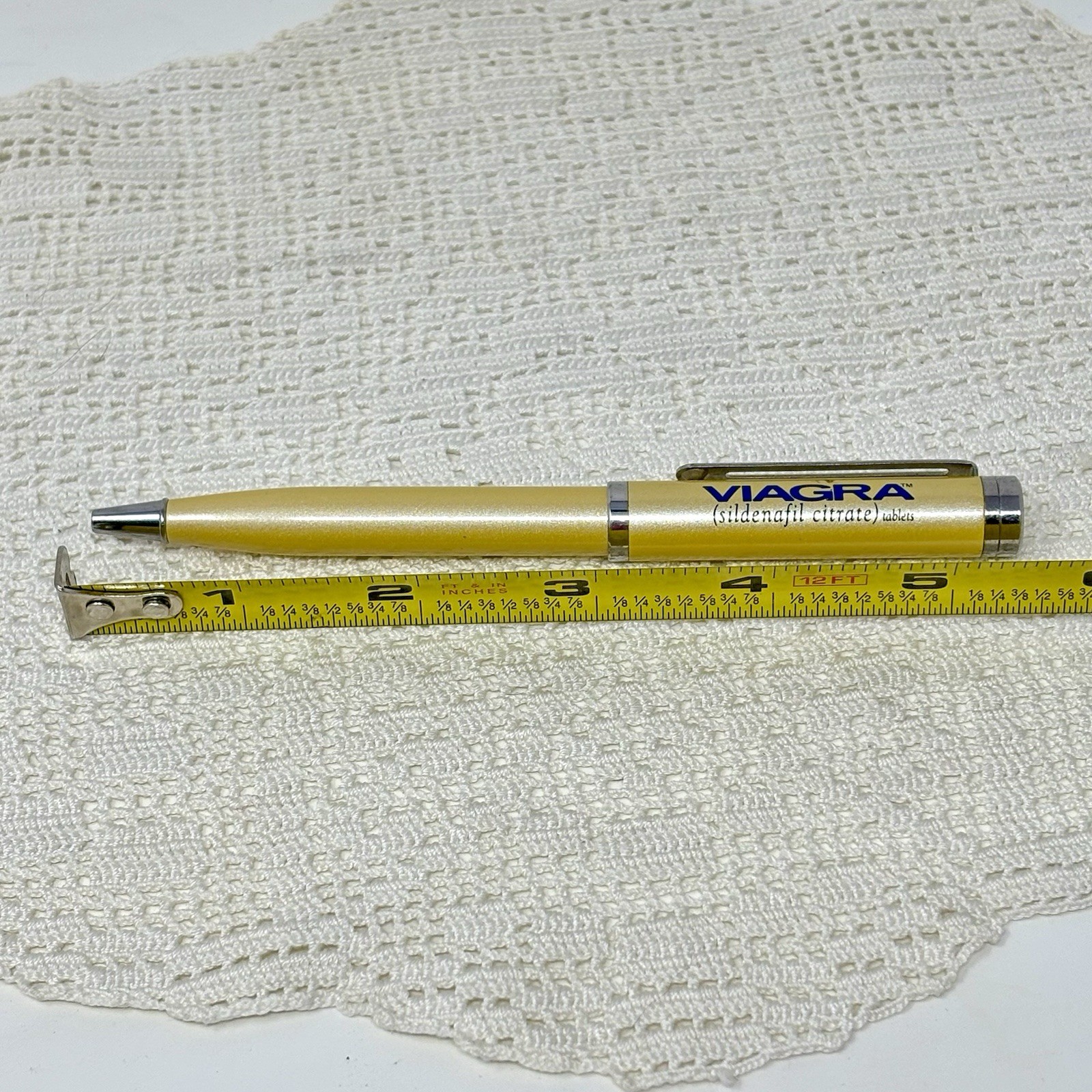 Vintage Viagra Pharmaceutical Drug Rep Ink Pen Writes Black Heavy Golden Yellow