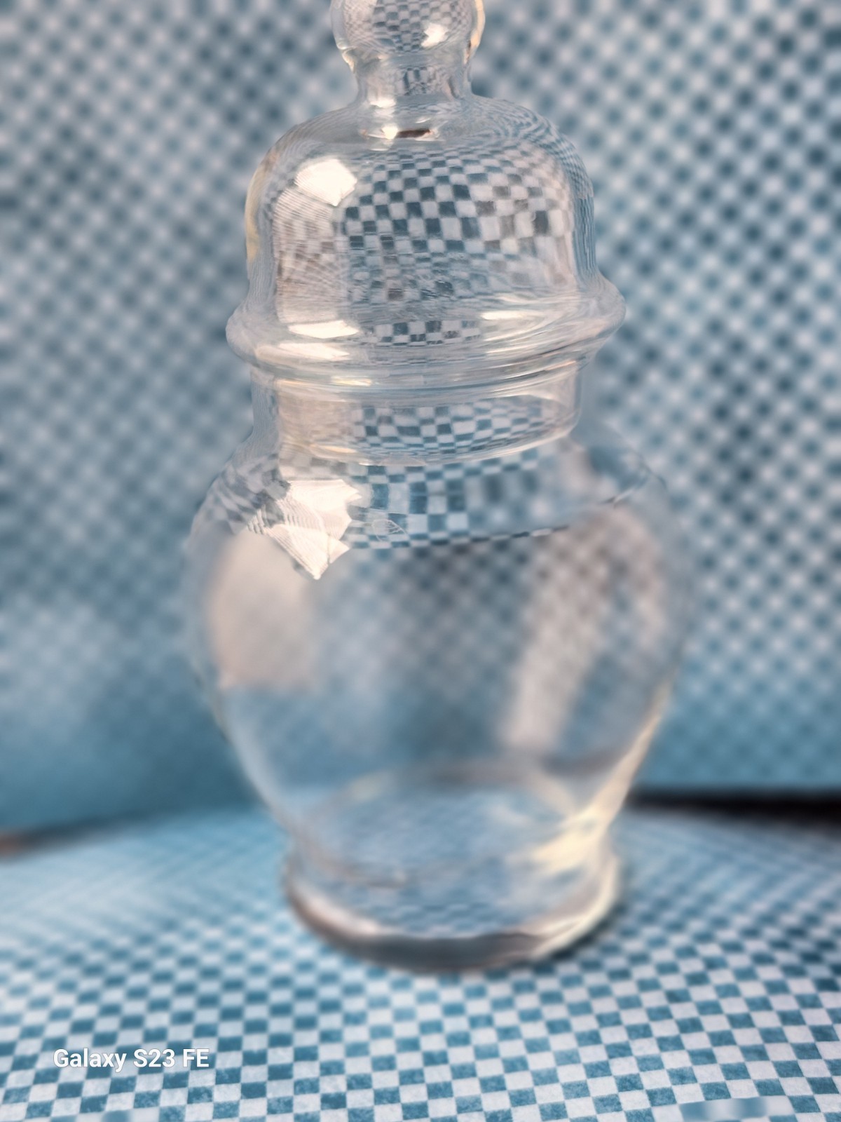 Drugstore Apothecary Jar 7 in. w Lid Signed “July 10. P” Medicine Glass