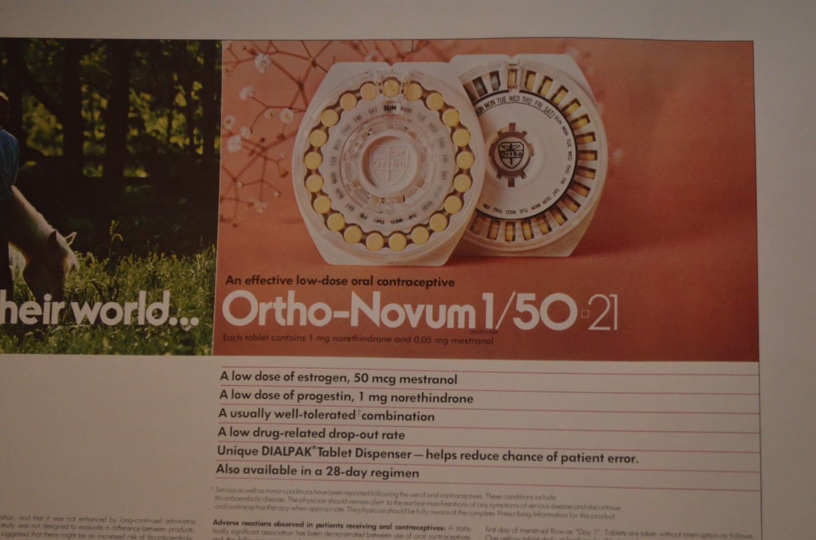 Lot of (2) Vintage “Their World” Ortho-Novum Birth Control Advertisement Poster