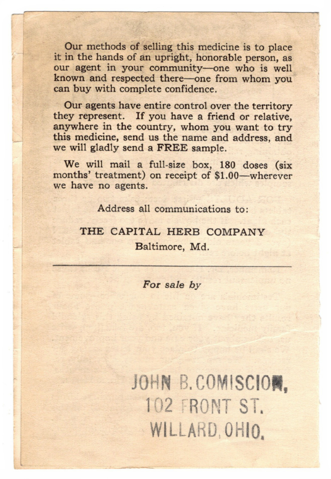 Dr. Hasselbachs Home Herbs pamphlet, by Capital Herb Co., Baltimore, MD, 1930s