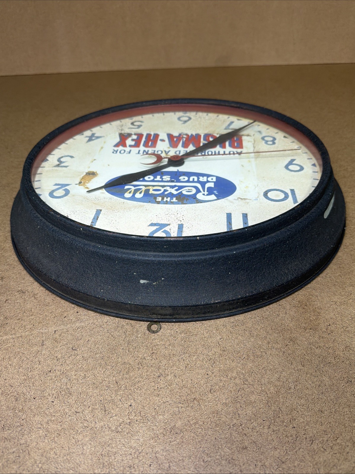 VTG Rexall Drug Store Authorized Agent For BISMA-REX 14” Crystal Clock READ!