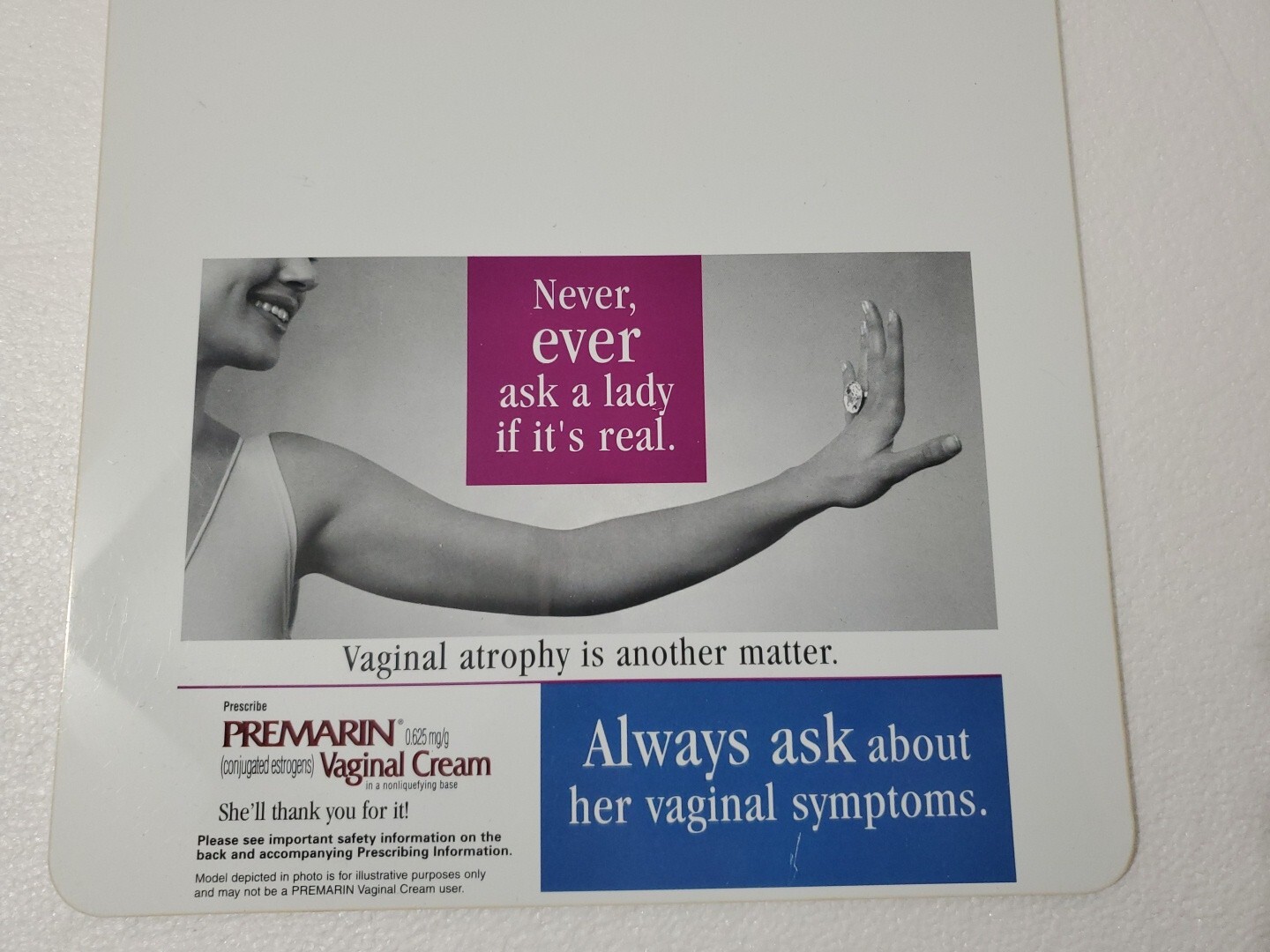 PREMARIN VAGINAL CREAM Pharmaceutical Drug Rep CLIPBOARD RARE Promo Advertising