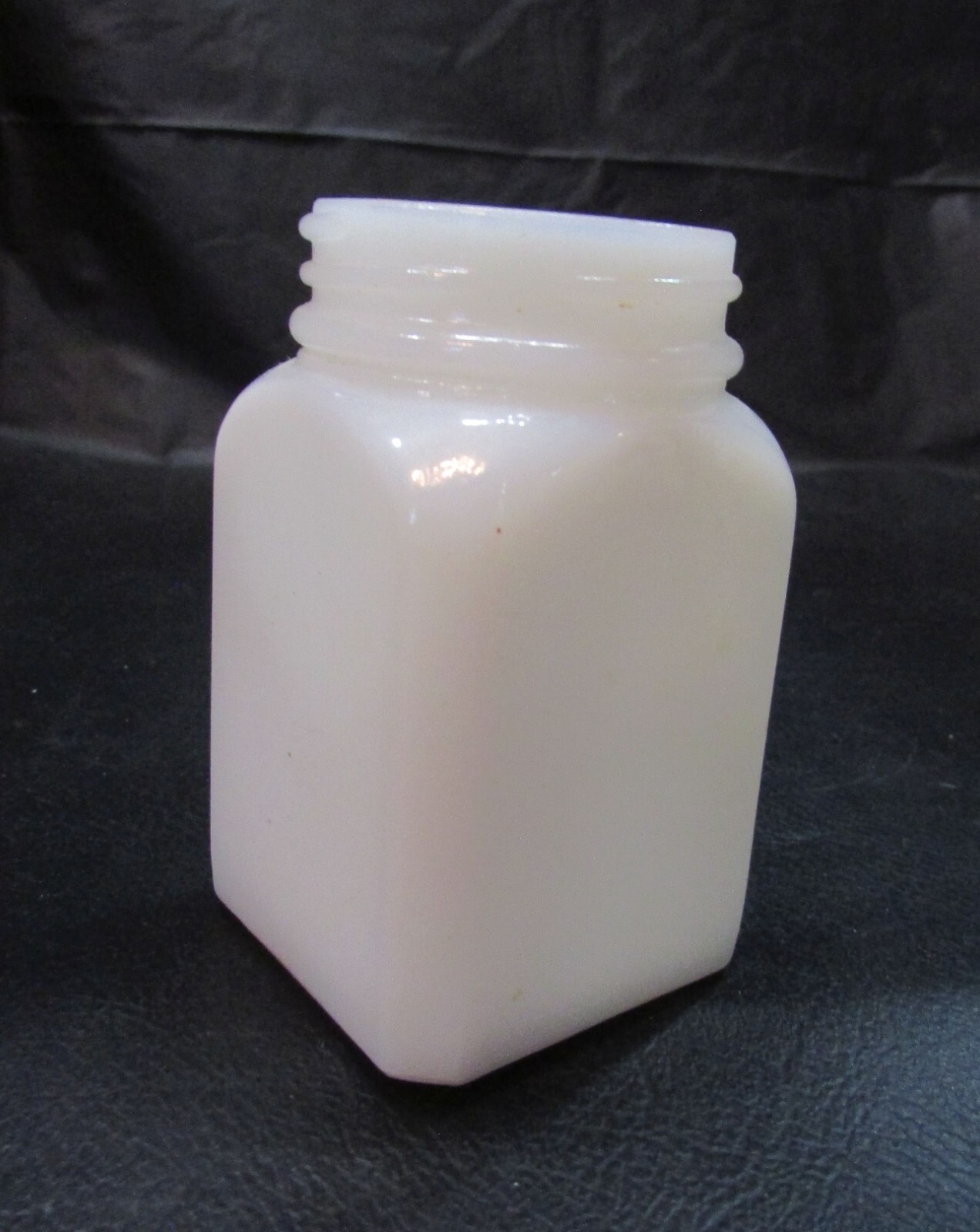 Vintage 1940’s White Milk Glass USA 2″ Square 3″ Tall Old Ointment Medicine Jar