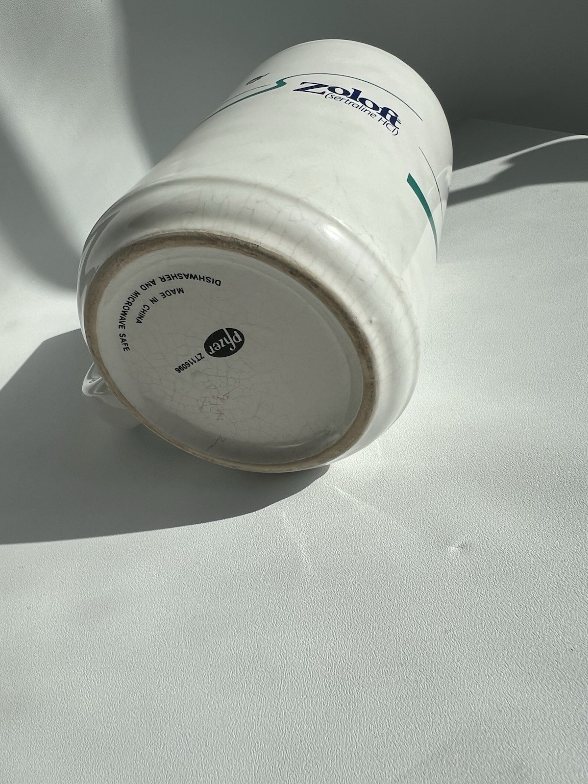 Pfizer Zoloft Coffee Mug Cup White Blue Pharmaceutical Promo Rep Advertising Y2K