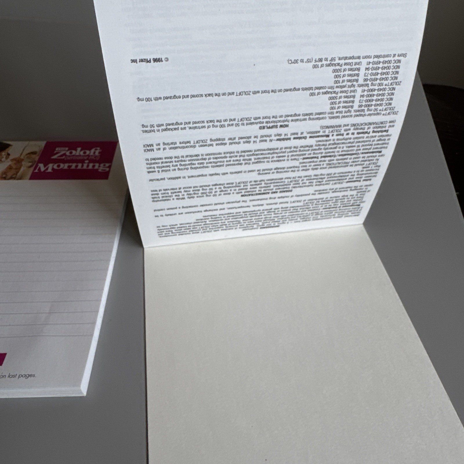 1996 Lot Of 2 Zoloft Pharmaceutical Notepads Advertising Promo drug Rep
