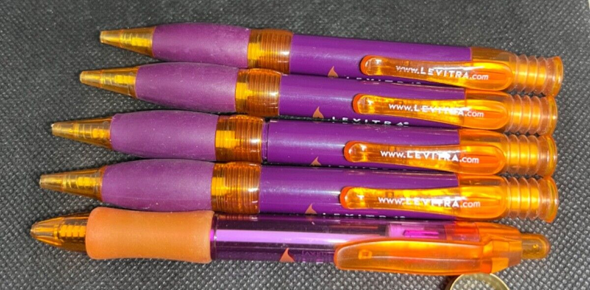 LOT of 5 LEVITRA Medical Drug Rep Pharmaceutical Pens Collectible Advertising