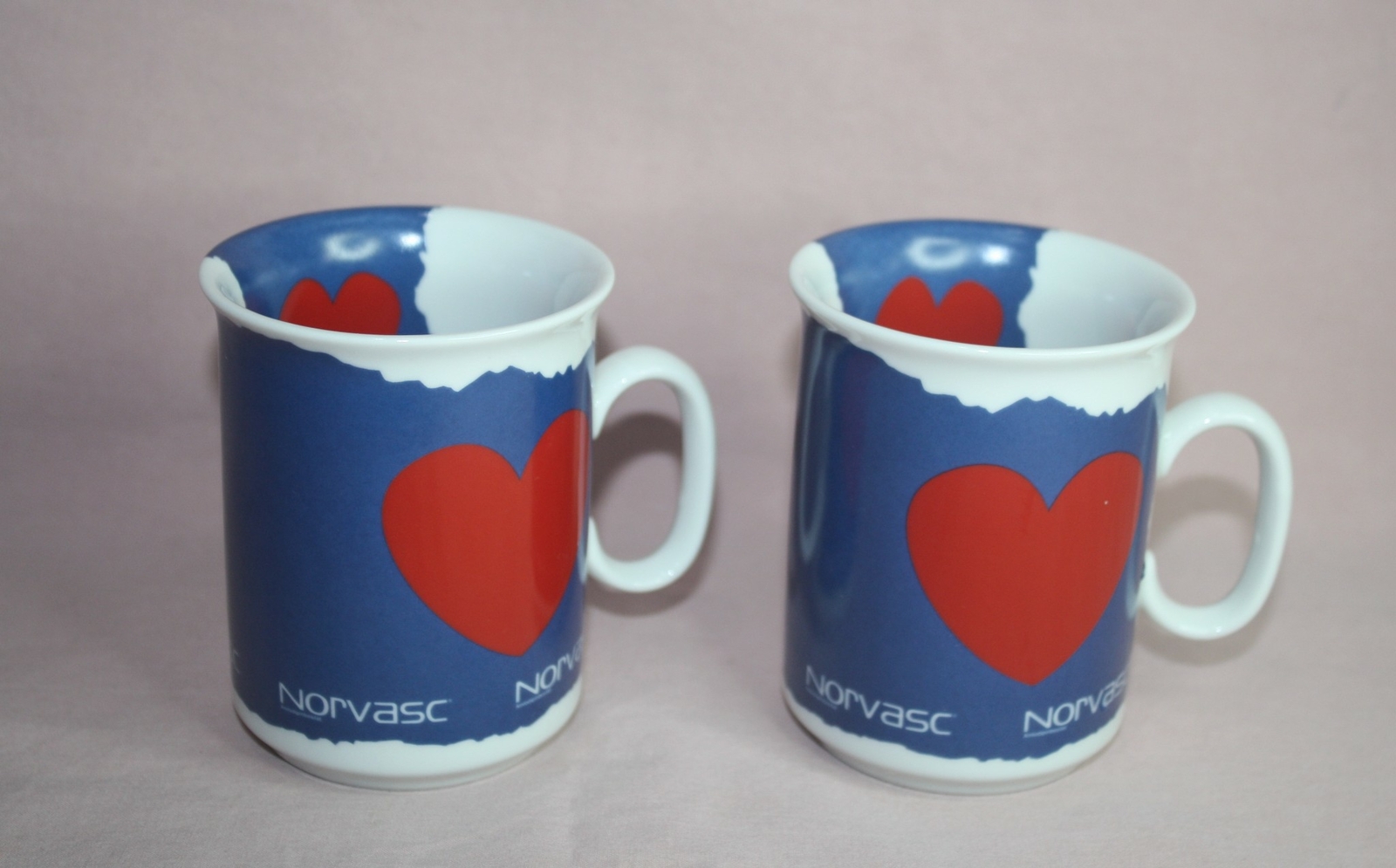 ADVERTISING NORVASC CUPS / MUGS RED HEART & BLUE ECHT KARLBADER HNC AG PORCELAIN