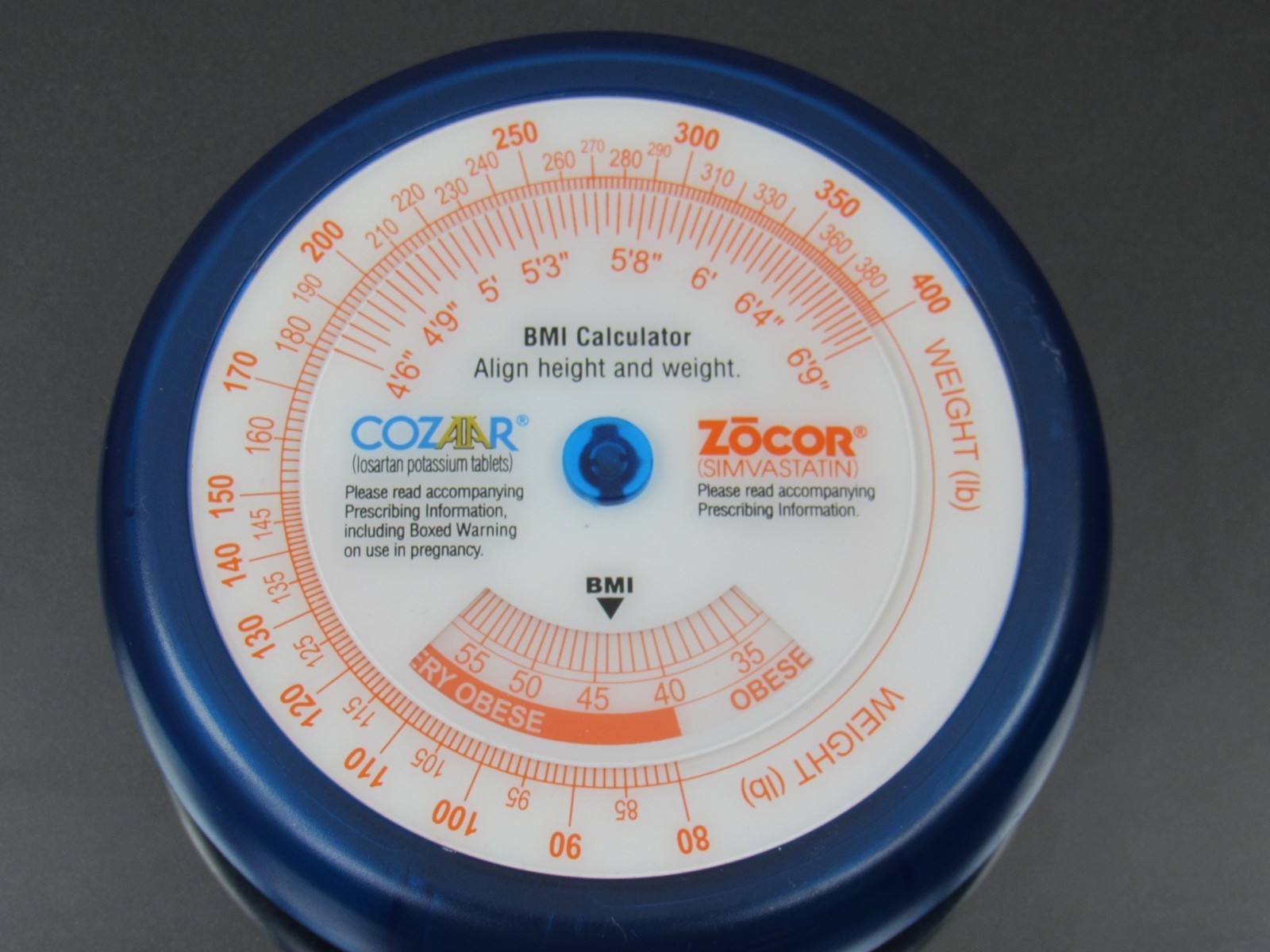 Cozaar Zocor Magnetic BMI Calculator Drug Rep Pharmaceutical Promo Advertising