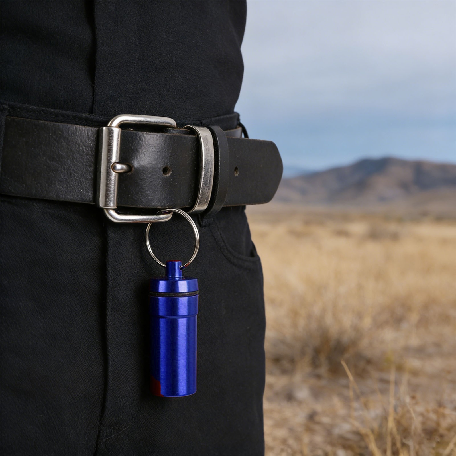 5pcs Mini Keychain Tablets Case Water Proof Outdoor Tablets Container Blue