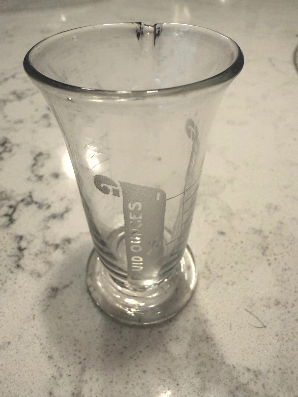 Vintage Set of 3 Small Glass Apothecary Measuring Footed Beakers (2) & 1 Plain