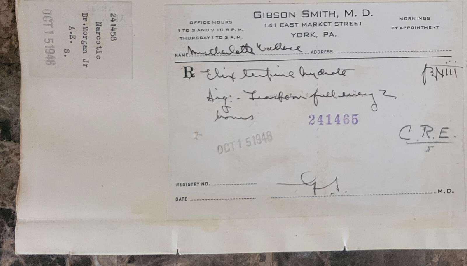 1946 2-sided Pharmacy Ledger Page – 16 vintage prescriptions – ERGOT