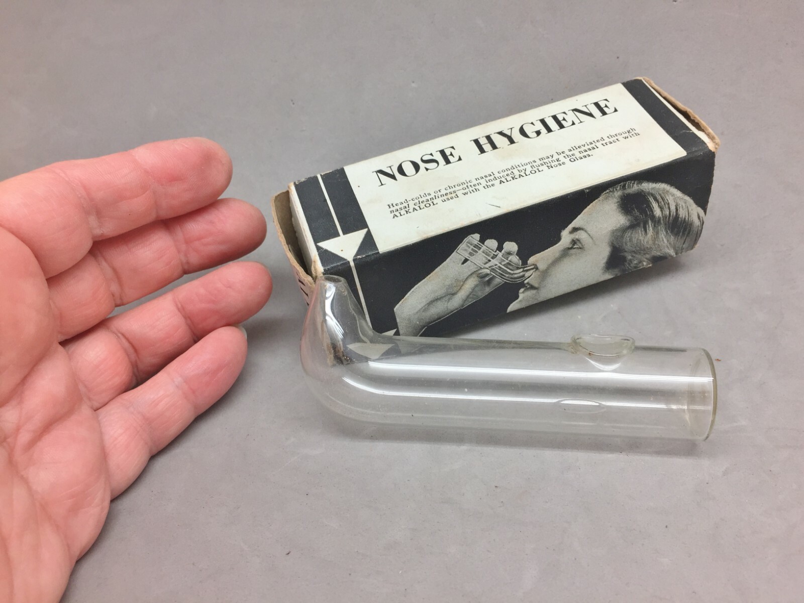 Ackalol Taunton Mass. Nose Hygiene Glass Cleaner Original Box Vintage Cure Tool