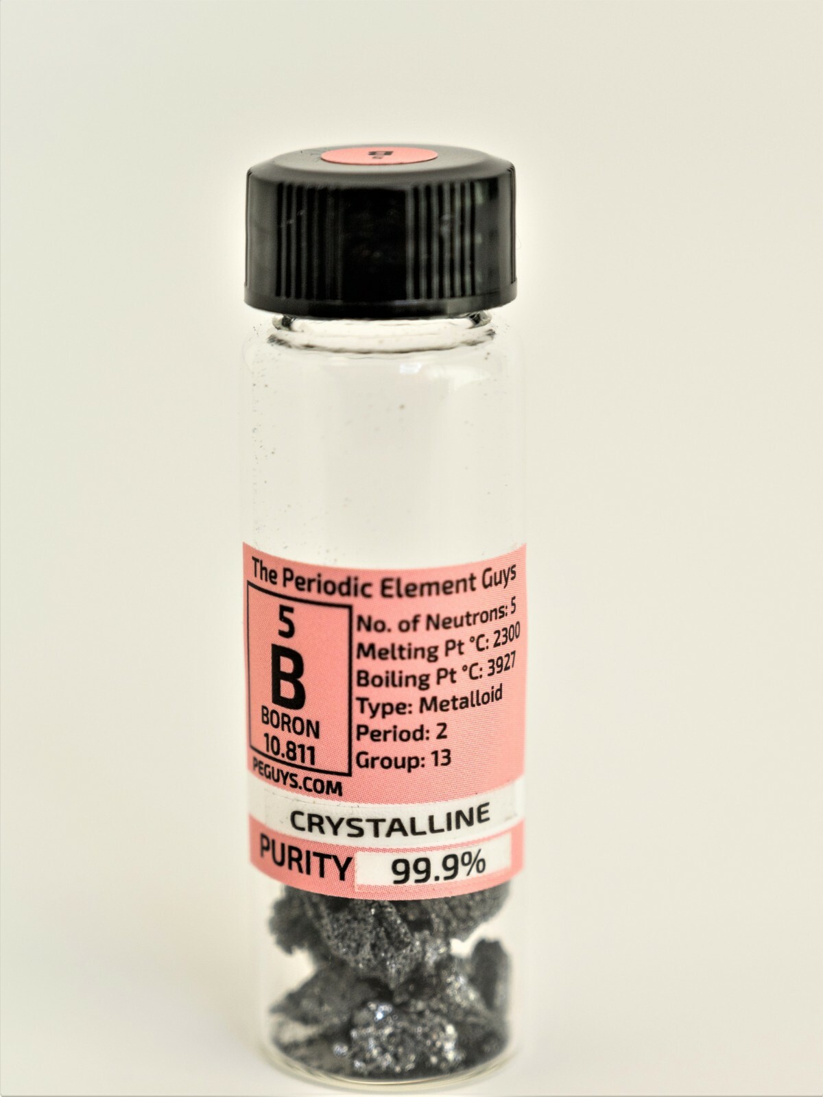 Boron Crystal 99.9% 3 Grams in a New “Stand Tall Glass Vial