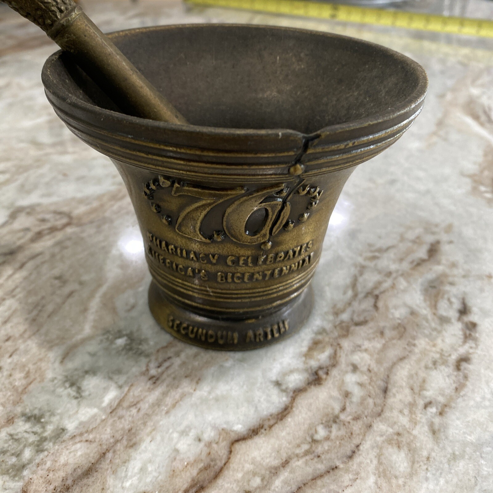 Vintage Pharmacy Mortar & Pestle Bicentennial 1976 Celebration Liberty Bell