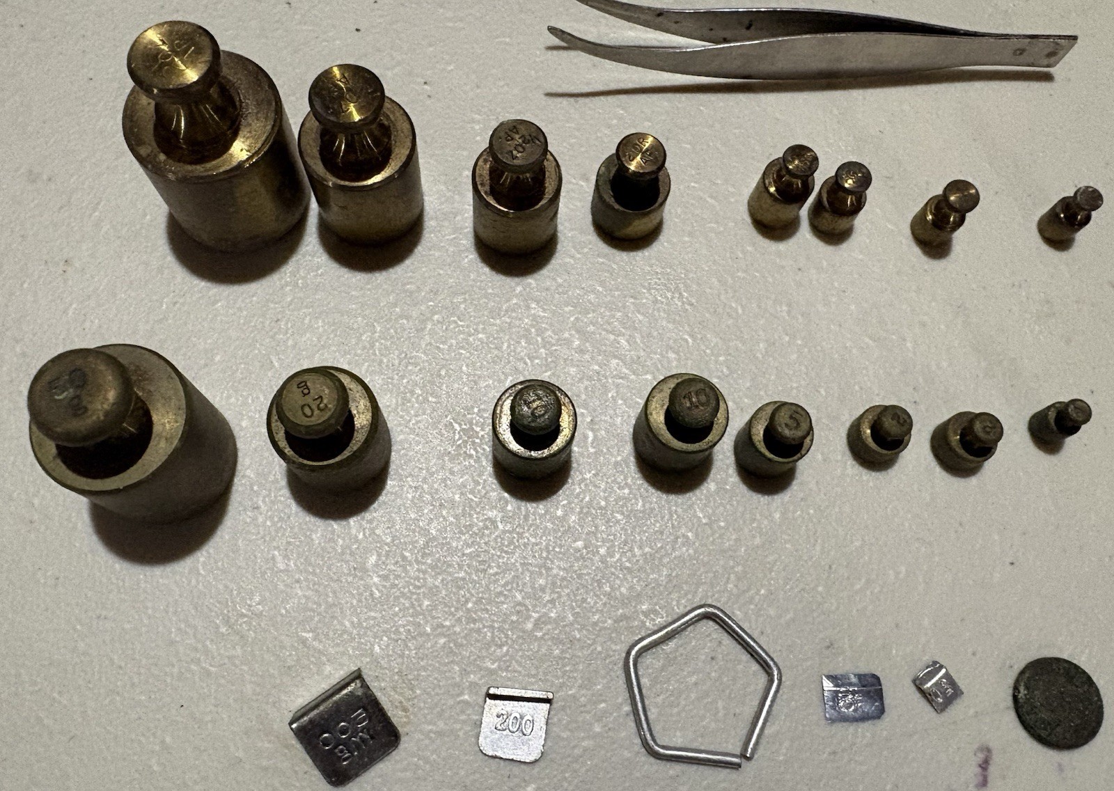 Vintage 1975 – Has 5601 – Brass Pharmacy Calibration Weights Set – Incomplete
