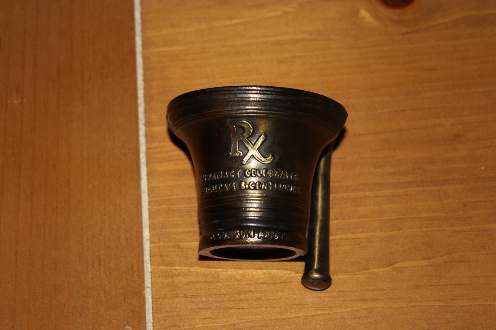 Vintage Bronze Brass Mortar & Pestle Pharmacy Celebrates Americas Bicentennial