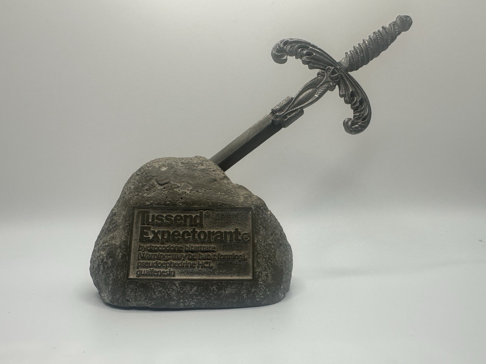 Vintage Tussend Expectorant Excalibur Advertising Sword Stone Pharmaceutical