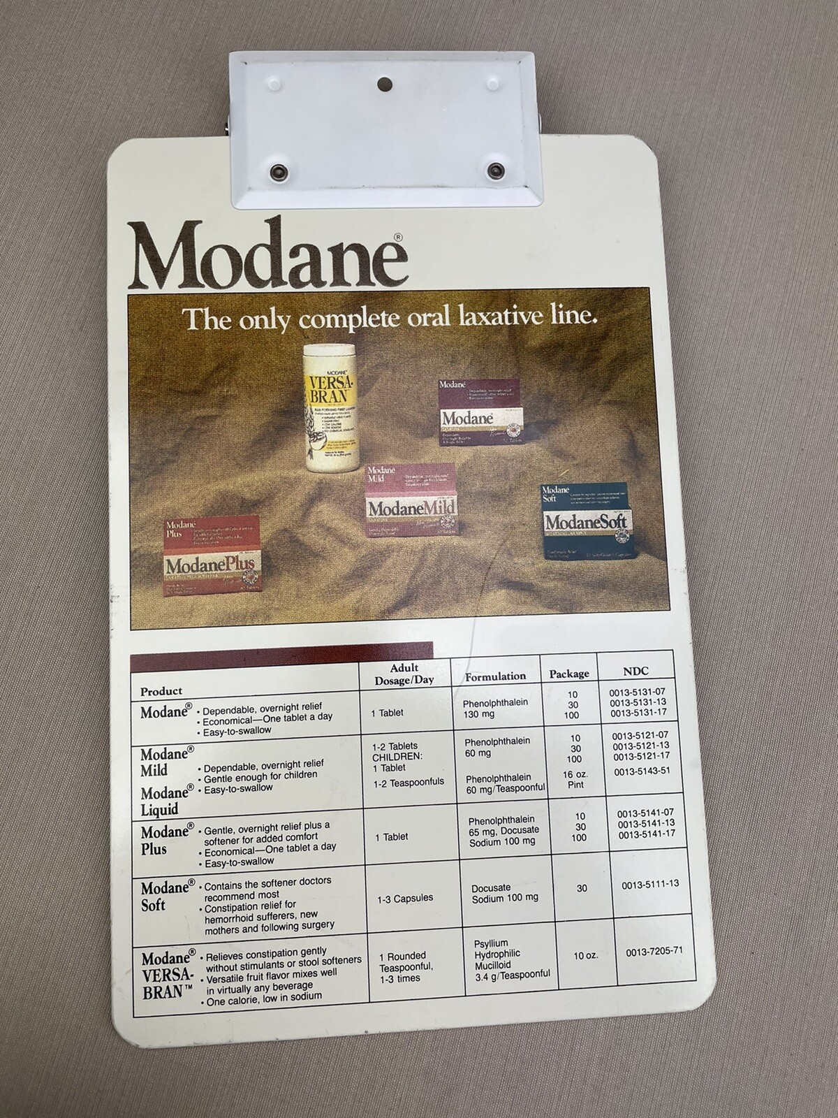 MODANE Laxative Clip Board Vintage Drug Rep Swag Advertising Promotional