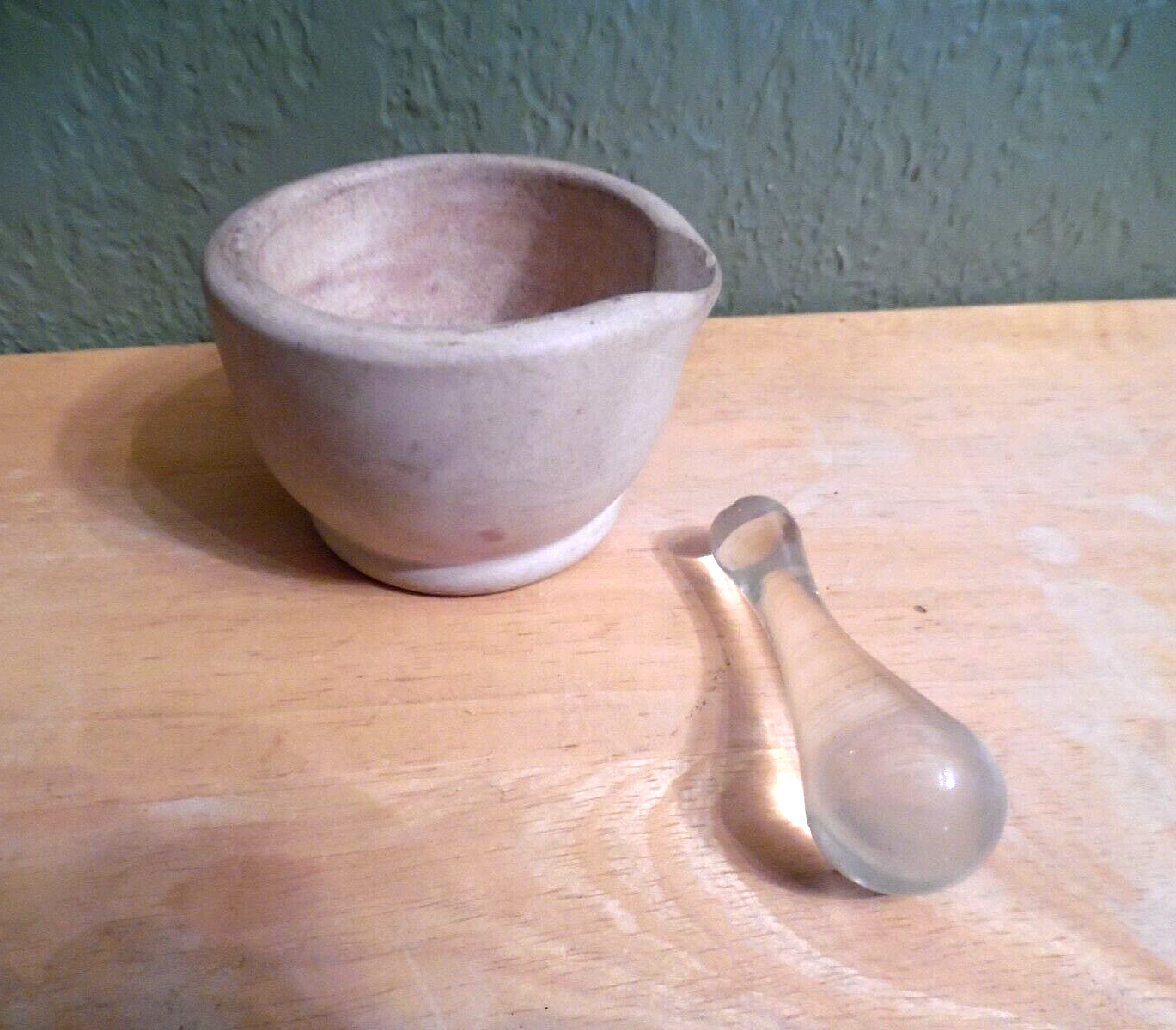 ACME TRADE MARK APOTHECARY SMALL STONEWARE MORTAR & GLASS PESTLE